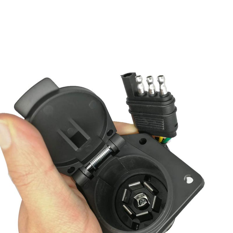 NEW SUN 4 Pin to 7 Pin Trailer Adapter 4 Way Flat to 7 Way Round RV Trailer Blade Socket Adapter with Mounting Bracket - Image 3